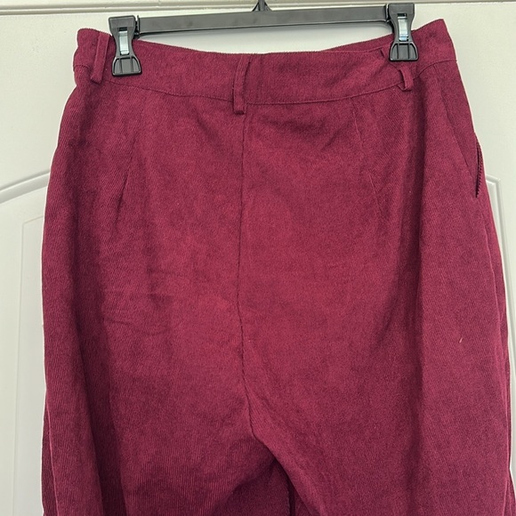 NWT Nasty Gal Corduroy Wide Leg Trouser Rust Burgundy Sz L - Picture 10 of 10